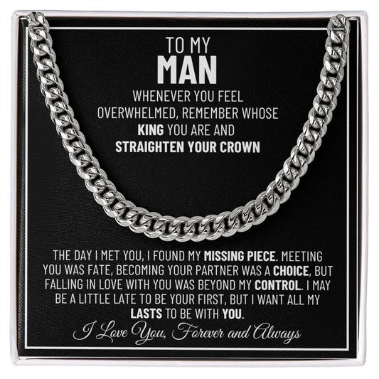 To My Man| Whenever You Feel Overwhelmed | Black Background (Cuban Link)